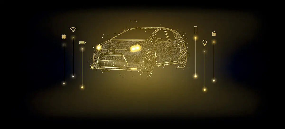 Automotive cybersecurity concept illustration