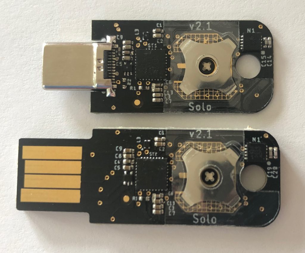 A pair of opened SoloKeys A pair of opened SoloKeys. (Image from SoloKeys home page.)