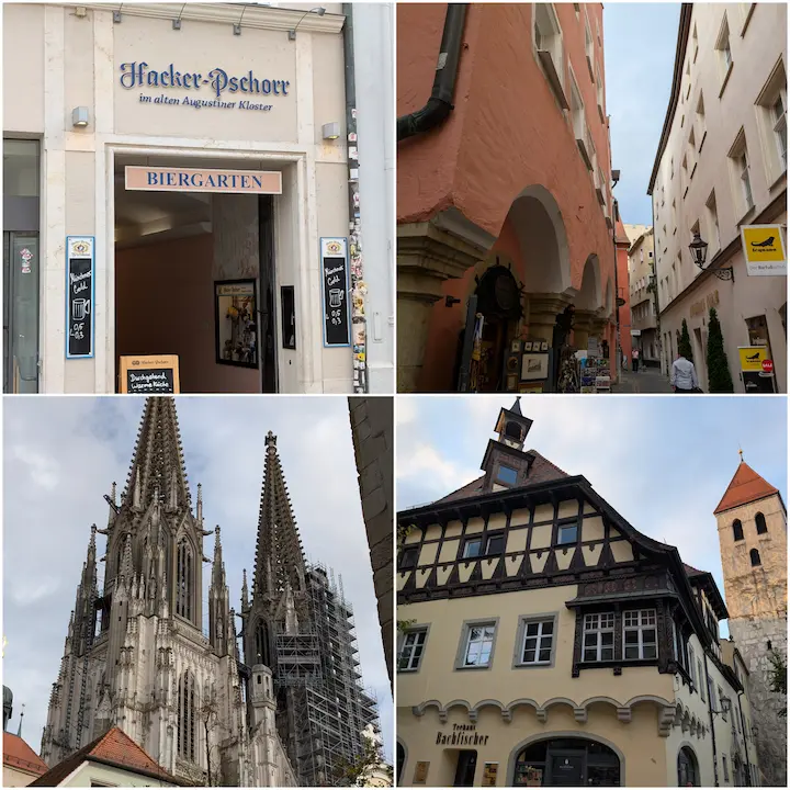 A collage of photos from Regensburg old town